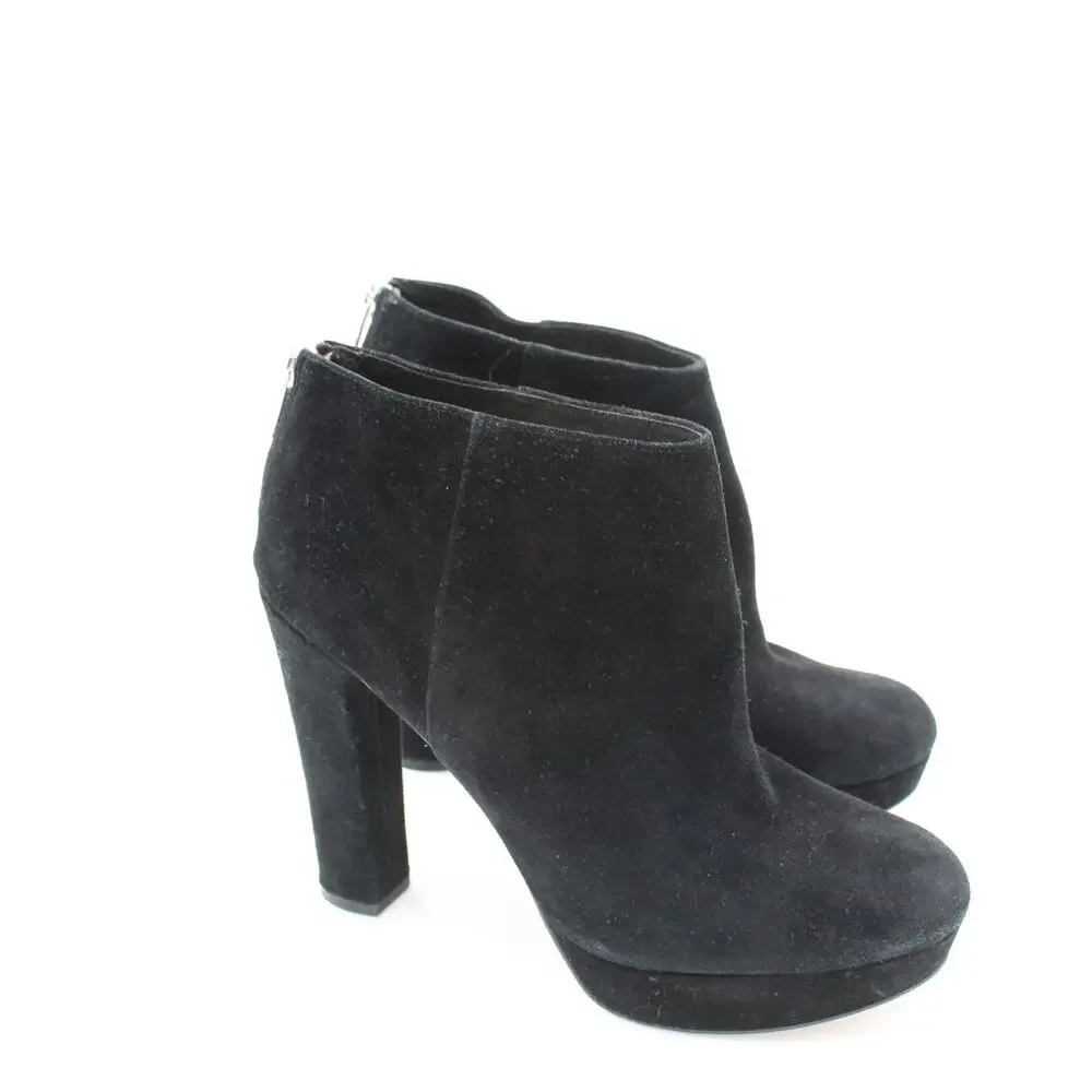 Michael Kors Boots Suede Womens 9.5 Black Bootie Zip Classic Heels Festival Boho